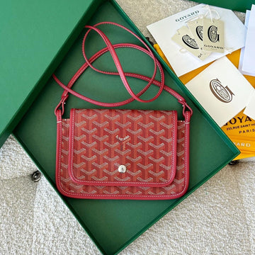 PLUMET POCKET WALLET 20 IN CLASSIC RED GOYARDINE CANVAS AND LAMBSKIN TRIM by House Of Sarah