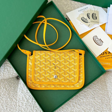 PLUMET POCKET WALLET 20 IN YELLOW GOYARDINE CANVAS AND LAMBSKIN TRIM House Of Sarah Bags