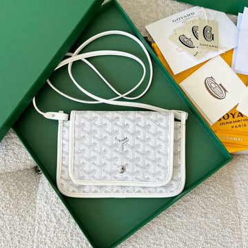PLUMET POCKET WALLET 20 IN WHITE GOYARDINE CANVAS AND LAMBSKIN TRIM House Of Sarah