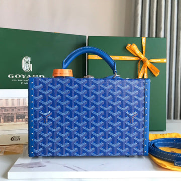 GRAND HÔTEL TRUNK BAG 24 IN BLUE GOYARDINE CANVAS AND CALFSKIN House Of Sarah