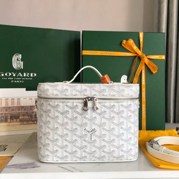 M VANITY CASE 20 IN WHITE GOYARDINE CANVAS House Of Sarah Bags