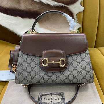 GG HORSEBIT 1955 SMALL 29 BAG BEIGE CANVAS AND LIGHT BROWN CALFSKIN House Of Sarah