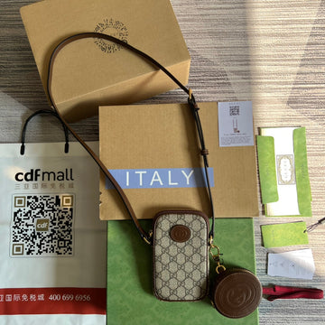 MINI BAG 17 IN BROWN CALFSKIN AND BEIGE CANVAS House Of Sarah