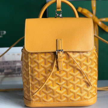ALPIN MINI BACKPACK 21 IN YELLOW LAMBSKIN AND GOYARDINE CANVAS by House Of Sarah