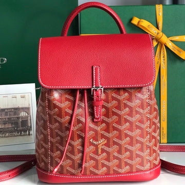 ALPIN MINI BACKPACK 21 IN CLASSIC RED LAMBSKIN AND GOYARDINE CANVAS House Of Sarah