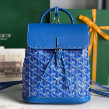 ALPIN MINI BACKPACK 21 IN SAPPHIRE BLUE LAMBSKIN AND GOYARDINE CANVAS House Of Sarah Bags