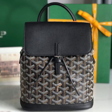 ALPIN MINI BACKPACK 21 IN BLACK LAMBSKIN AND GOYARDINE CANVAS House Of Sarah
