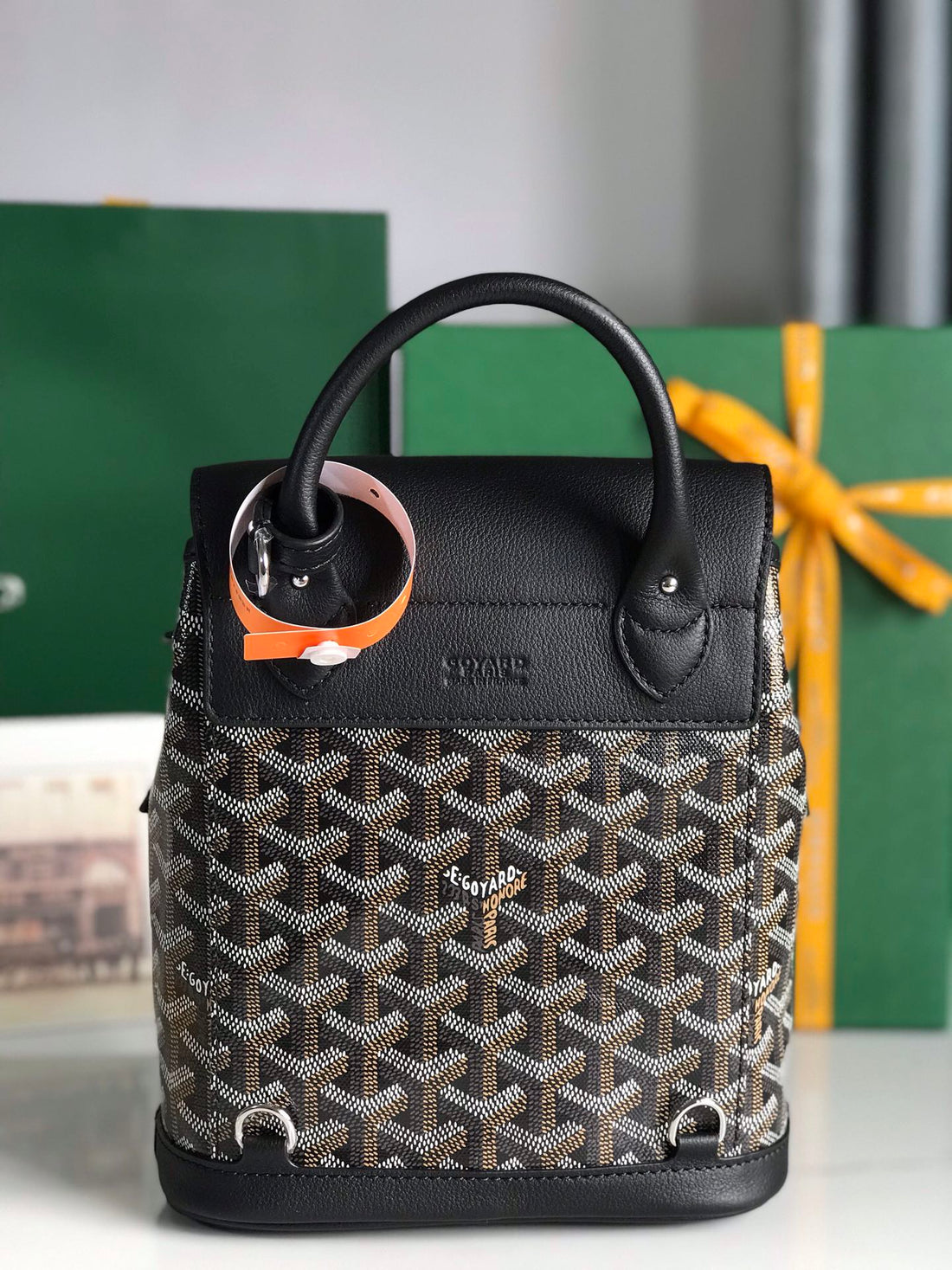 ALPIN MINI BACKPACK 21 IN BLACK LAMBSKIN AND GOYARDINE CANVAS House Of Sarah