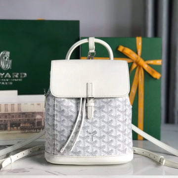 ALPIN MINI BACKPACK 21 IN WHITE LAMBSKIN AND GOYARDINE CANVAS House Of Sarah