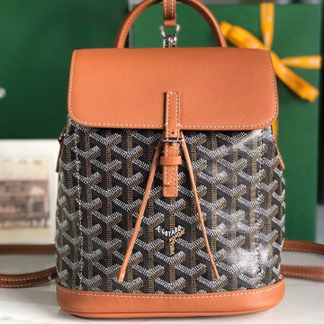 ALPIN MINI BACKPACK 21 IN TAN LAMBSKIN AND BLACK GOYARDINE CANVAS House Of Sarah