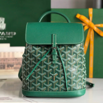 ALPIN MINI BACKPACK 21 IN GREEN LAMBSKIN AND GOYARDINE CANVAS House Of Sarah Bags
