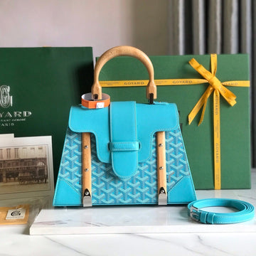 SAÏGON PM BAG 28 IN LIGHT BLUE GOYARDINE CANVAS AND CALFSKIN House Of Sarah