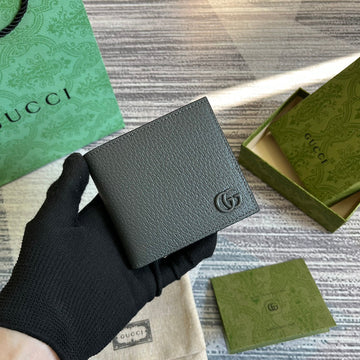 GG MARMONT 11 BIFOLD WALLET IN PENTER GREY CALFSKIN by House Of Sarah