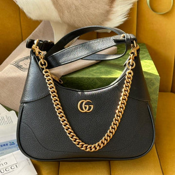 SHOULDER BAG 25 IN BLACK LAMBSKIN GOLD HARDWARE House Of Sarah Bags