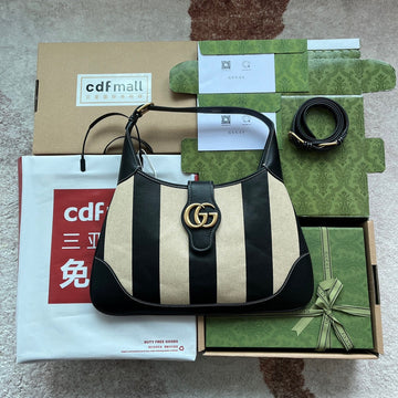 MEDIUM SHOULDER BAG 39 IN BEIGE CANVAS MIX BLACK CALFSKIN GOLD HARDWARE House Of Sarah