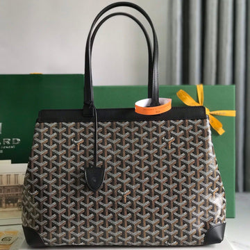 BELLECHASSE BIAUDE PM BAG 36 IN BLACK GOYARDINE CANVAS AND CALFSKIN TRIM House Of Sarah