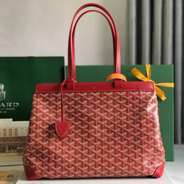 BELLECHASSE BIAUDE PM BAG 36 IN CLASSIC RED GOYARDINE CANVAS AND CALFSKIN TRIM House Of Sarah