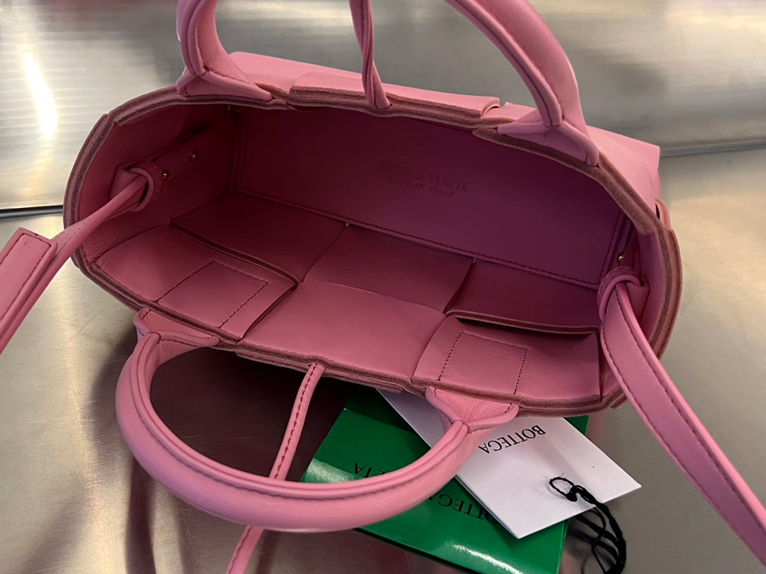 CANDY ARCO TOTE 20 IN BLUSH PINK CALFSKIN House Of Sarah Bags