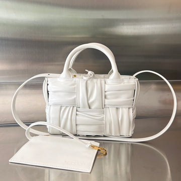 CANDY ARCO TOTE 20 IN WHITE SOFT LAMBSKIN House Of Sarah Bags