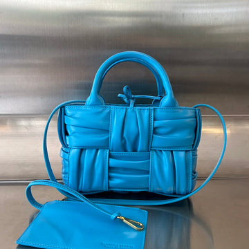 CANDY ARCO TOTE 20 IN CERULEAN BLUE SOFT LAMBSKIN House Of Sarah