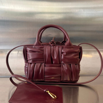 CANDY ARCO TOTE 20 IN WINE RED SOFT LAMBSKIN House Of Sarah Bags