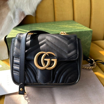 GG MARMONT MINI 18 HANDBAG IN BLACK CALFSKIN House Of Sarah