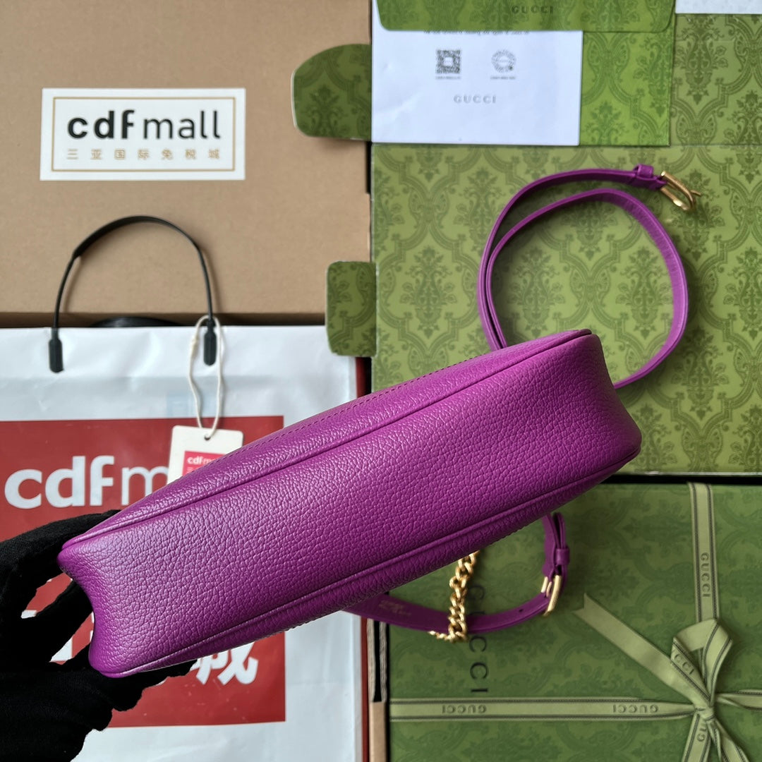 SHOULDER BAG 25 IN VIOLET CALFSKIN GOLD HARDWARE House Of Sarah Bags