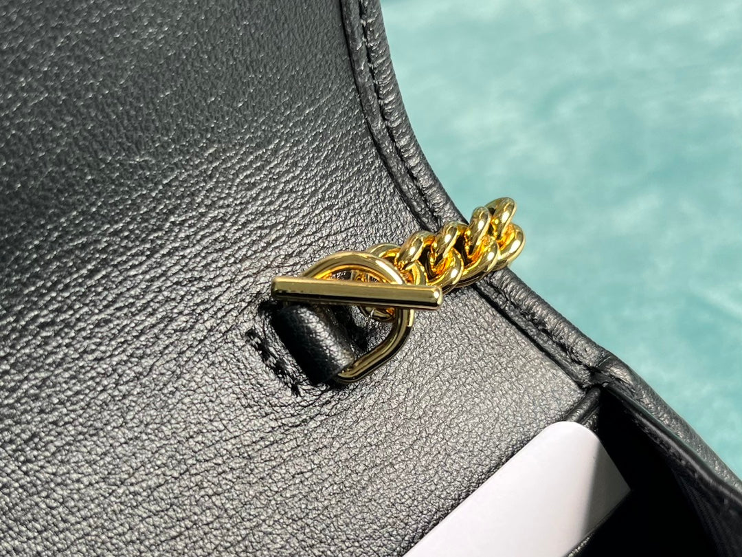 BLONDIE SHOULDER BAG 21 IN BLACK CALFSKIN GOLD HARDWARE by House Of Sarah