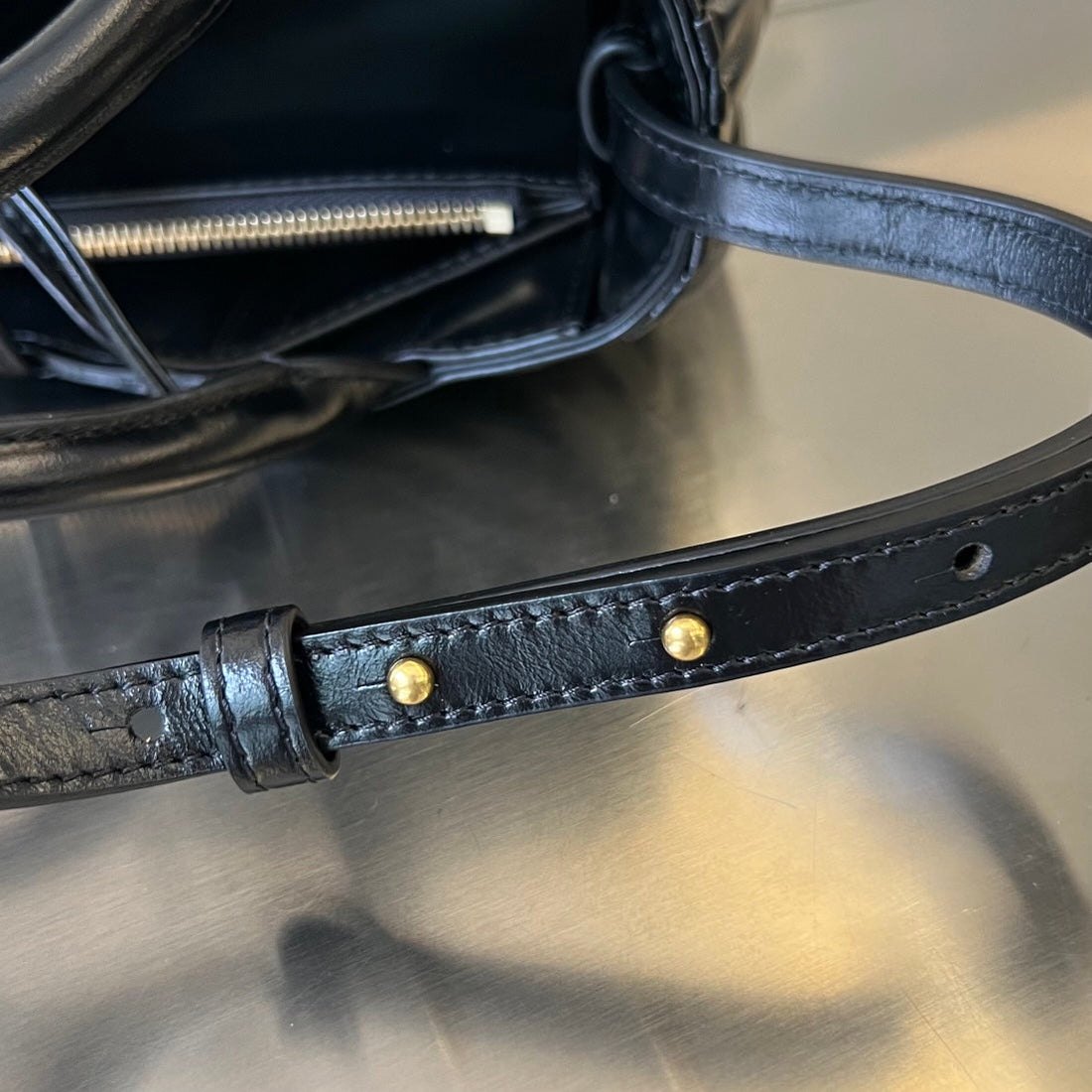 CANDY ARCO TOTE 20 IN BLACK SOFT LAMBSKIN House Of Sarah