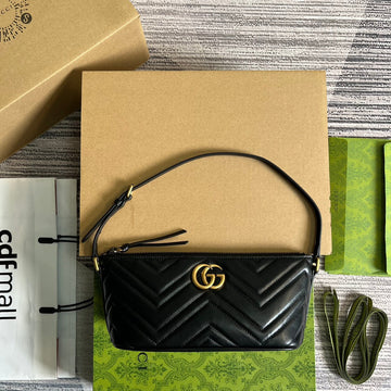 GG MARMONT SMALL 23 HANDBAG IN BLACK CALFSKIN WITH GOLDEN LOGO House Of Sarah