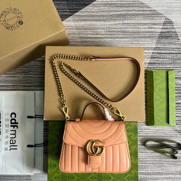 GG MARMONT MINI 21 CLASSIC BAG IN PEACH PINK CALFSKIN by House Of Sarah