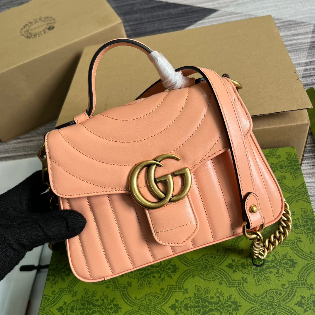 GG MARMONT MINI 21 CLASSIC BAG IN PEACH PINK CALFSKIN House Of Sarah Bags