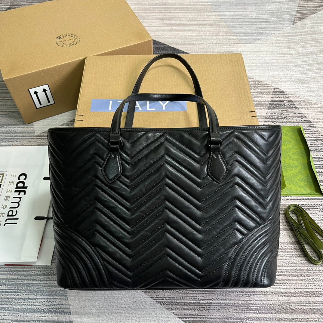 GG MARMONT LARGE 38 TOTE IN BLACK CALFSKIN House Of Sarah Bags