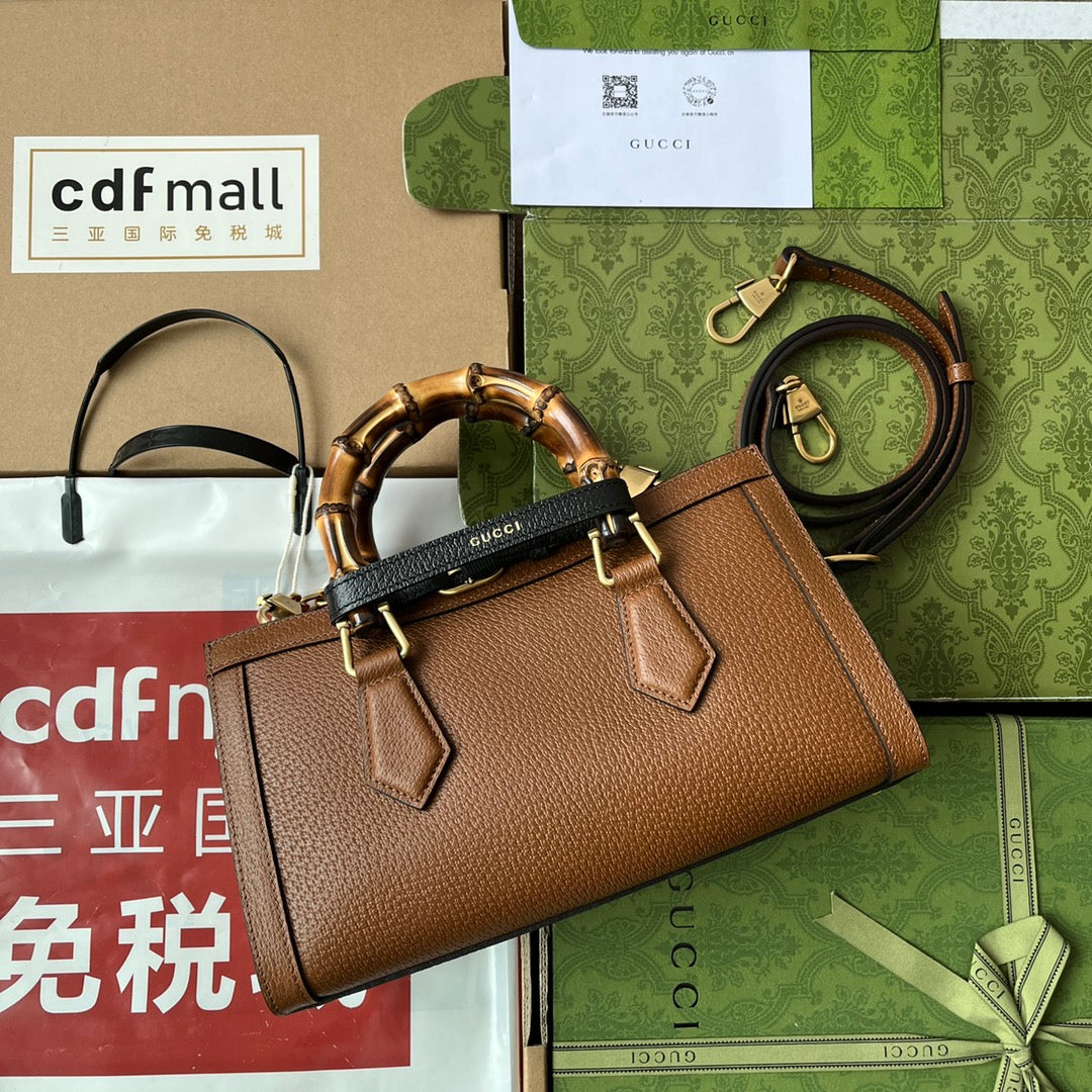 DIANA MEDIUM TOTE BAG 27 IN BROWN CALFSKIN BAMBOO HANDLES by House Of Sarah