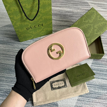 GG BLONDIE 21 FULL ZIP WALLET IN LIGHT PINK CALFSKIN House Of Sarah