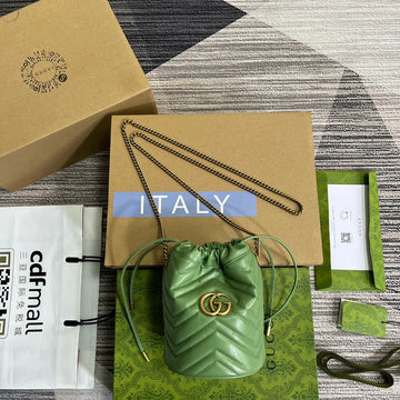 GG MARMONT 17 BUCKET BAG IN LIGHT GREEN CALFSKIN House Of Sarah Bags