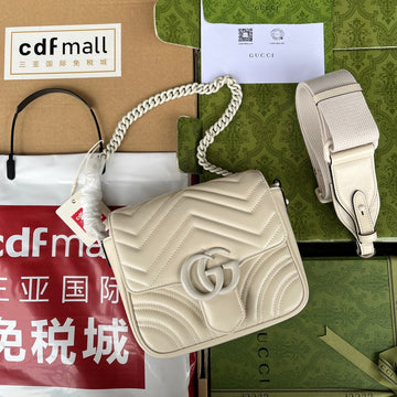 MARMONT QUILTED SHOULDER BAG 18 IN WHITE CALFSKIN House Of Sarah
