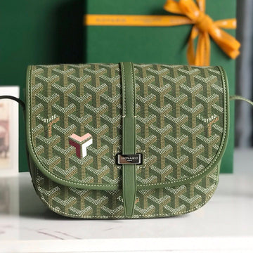 BELVEDERE MM BAG 21 IN GREEN GOYARDINE CANVAS AND CALFSKIN by House Of Sarah