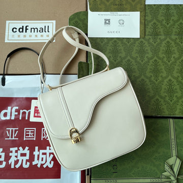 EQUESTRIAN SHOULDER BAG 21 IN WHITE CALFSKIN GOLD HARDWARE