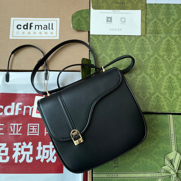 EQUESTRIAN SHOULDER BAG 21 IN BLACK CALFSKIN GOLD HARDWARE