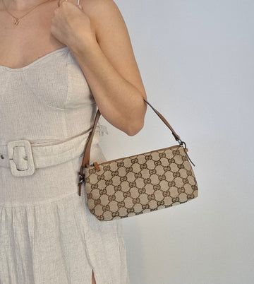 Gucci GG Beige/brown Canvas Pochette