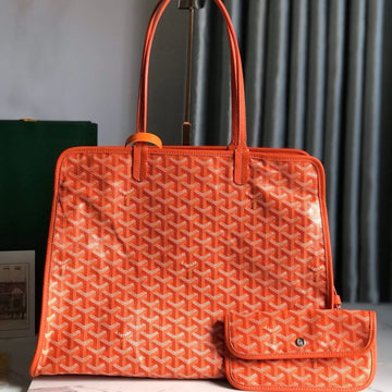 HARDY PM BAG 40 IN ORANGE GOYARDINE CANVAS AND TAURILLON LEATHER TRIM House Of Sarah