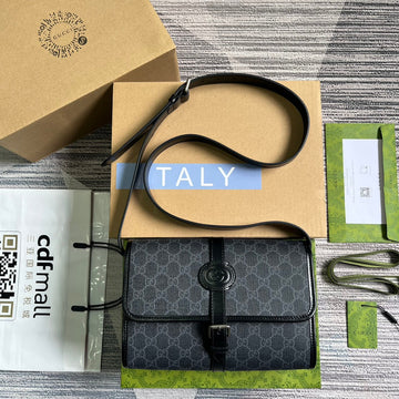 MESSENGER BAG 25 IN DARK GREY CANVAS ANG BLACK CALFSKIN House Of Sarah