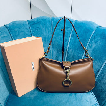 SHOULDER BAG 33 IN BROWN CALFSKIN GOLD HARDWARE House Of Sarah Bags