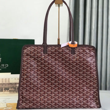 HARDY PM BAG 40 IN BROWN GOYARDINE CANVAS AND TAURILLON LEATHER TRIM by House Of Sarah