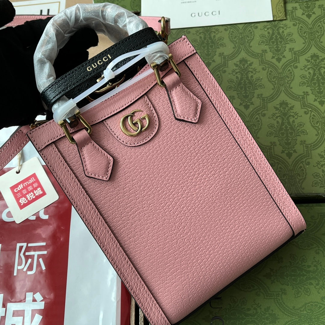 DIANA TOTE BAG 19 IN PINK LAMBSKIN WITH BAMBOO HANDLE by House Of Sarah