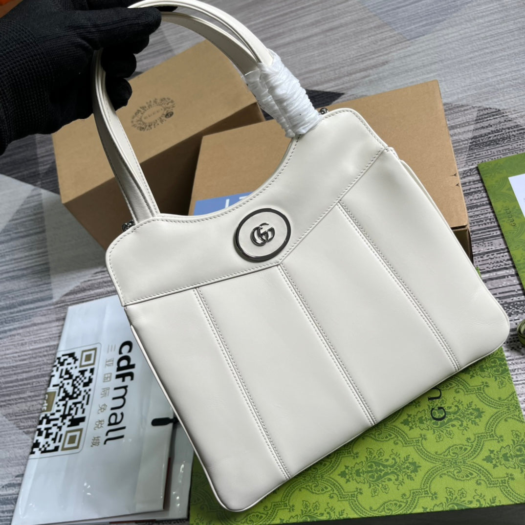 GG SMALL 28 TOTE BAG IN WHITE CALFSKIN House Of Sarah Bags