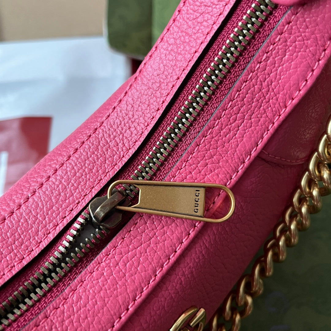 SHOULDER BAG 25 IN BRIGHT PINK CALFSKIN GOLD HARDWARE House Of Sarah