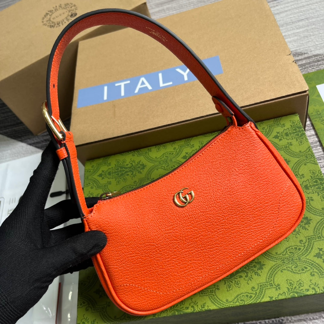 APHRODITE MINI 21 SHOULDER BAG IN ORANGE RED CALFSKIN House Of Sarah