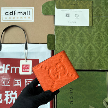 WALLET 11 IN ORANGE EMBOSSED CALFSKIN House Of Sarah Bags